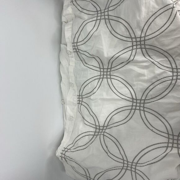 Restoration Hardware Baby Child Duvet Cover 2 Shams Gray White Embroidered Full - Picture 2 of 13